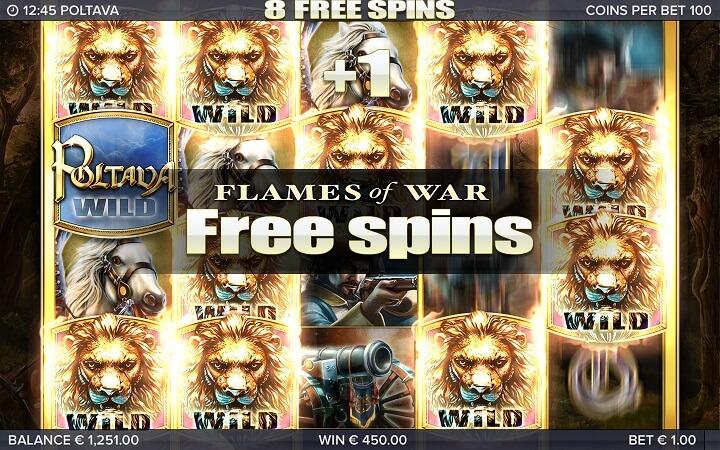 De free spins aktiveres med tre bonus løver