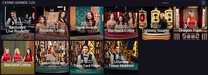 "Casino Grande" er navnet på Marias live casino.