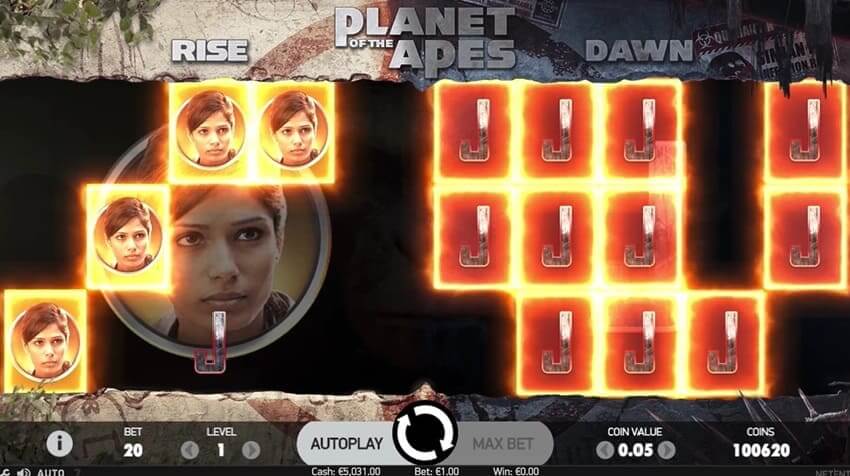 Dobbelt-funktionen i Planet of the Apes-automaten er en ekstra funktion i NetEnts nye online spilleautomat