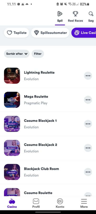 Casumo App Live Casino