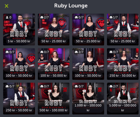 comeon ruby lounge live 